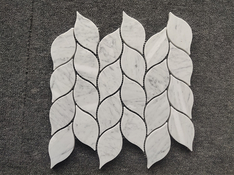 Big Leaf Carrara White Marble Mosaic