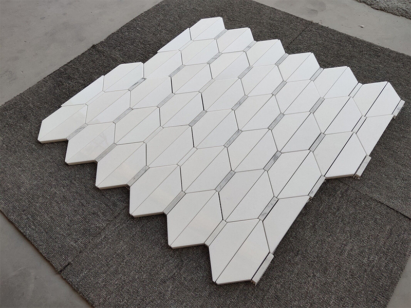 Thassos white trapezoid tiles