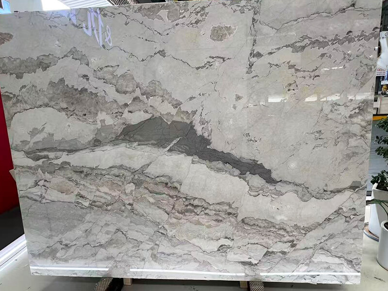 White Camouflage Marble Slab