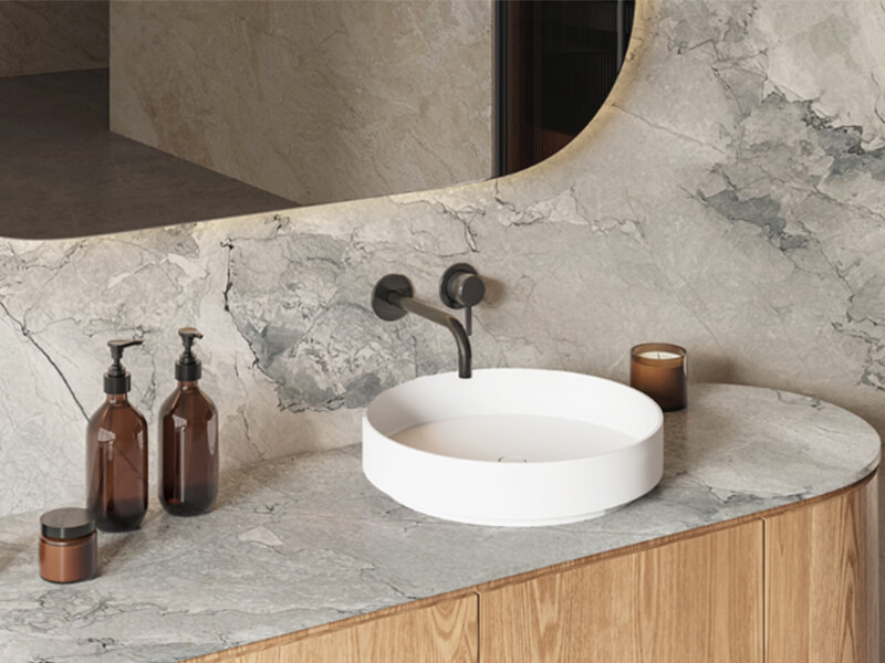 White Camouflage Marble Bathroom