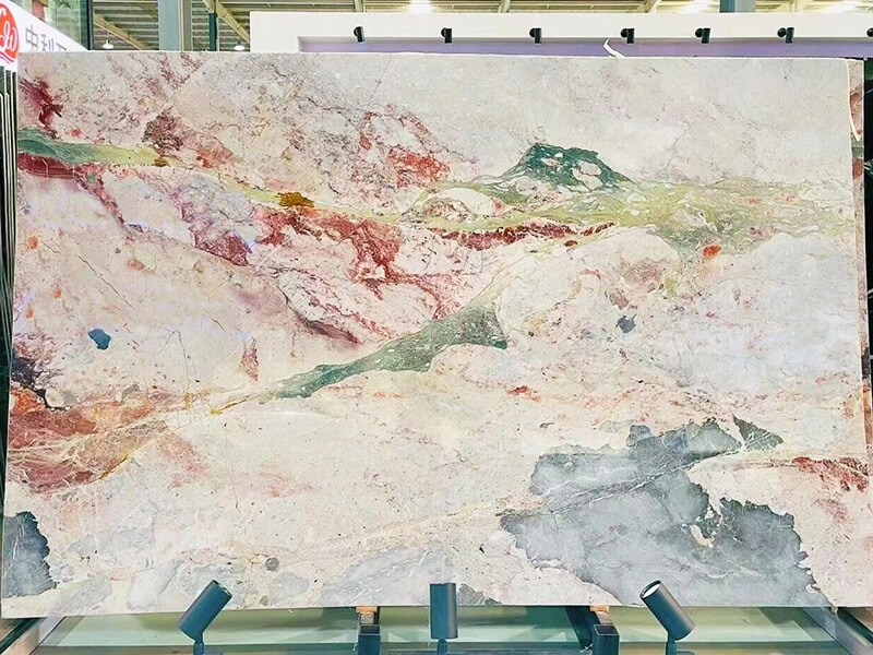 Four Seasons Pink Green Marble Slab