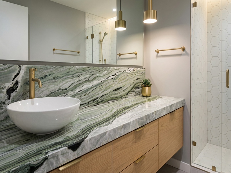 Emerald Cloud Marble Bathroom Vanity Top