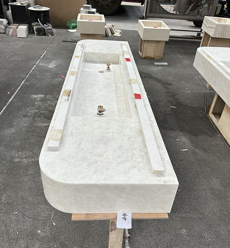 Glacier White Onyx Curved Vanity Tops