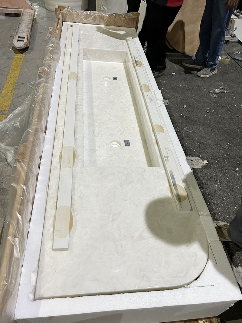 Glacier White Onyx Curved Vanity Tops