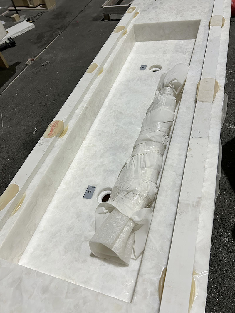 Glacier White Onyx Curved Vanity Tops