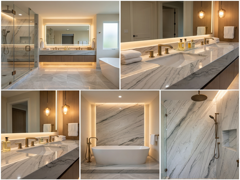 Brazilian White Quartzite Used in High-End Bathroom
