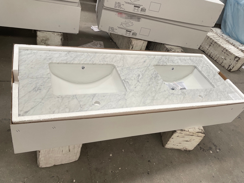 61 Inch Carrara White Marble Vanity Top