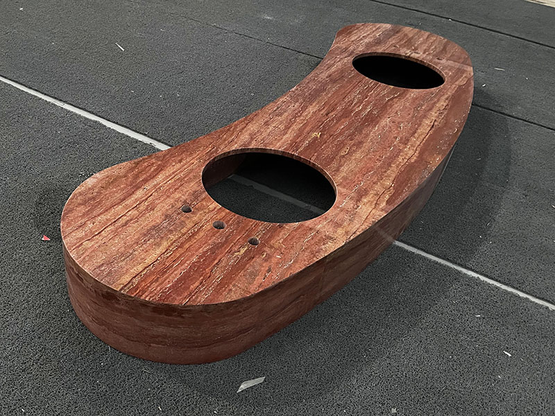 curved Azarshahr Red Travertine vanity sink