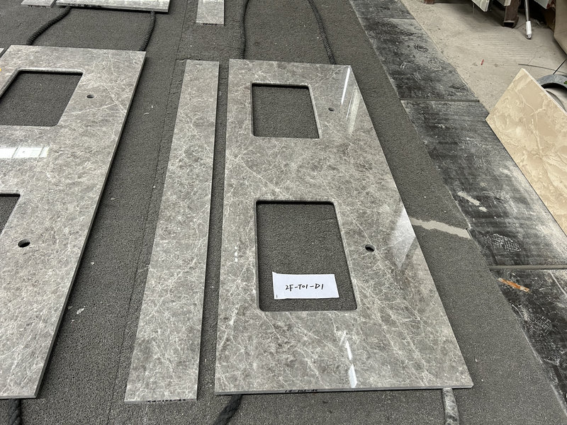 Hermes Grey marble vanity top cutting layout