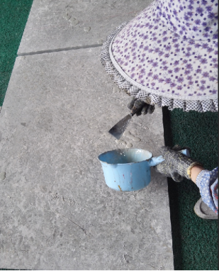 Repaired marble surface mark