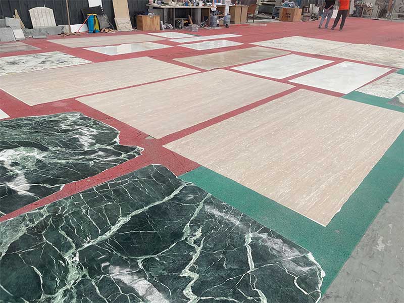 Thin marble panels laid out for project selection