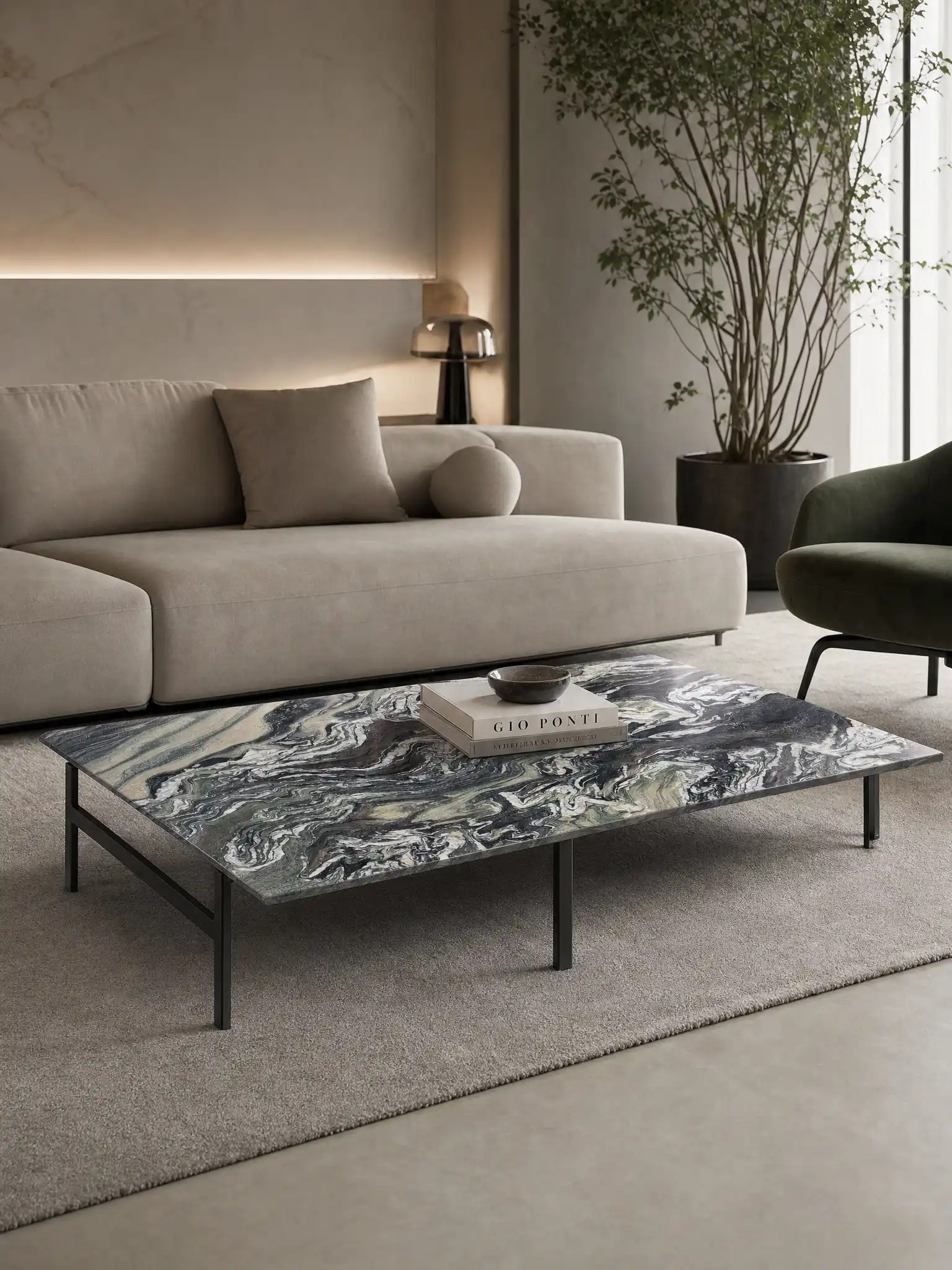 Purple marble top table