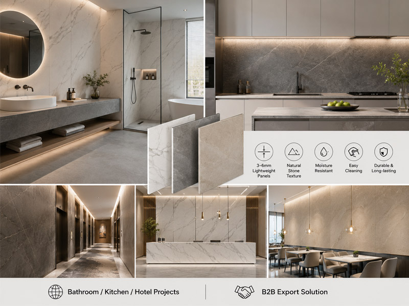 Sintered Stone Wall Panels: Export Guide for Interior Applications Sintered stone wall panels for bathrooms kitchens feature walls and export projects
