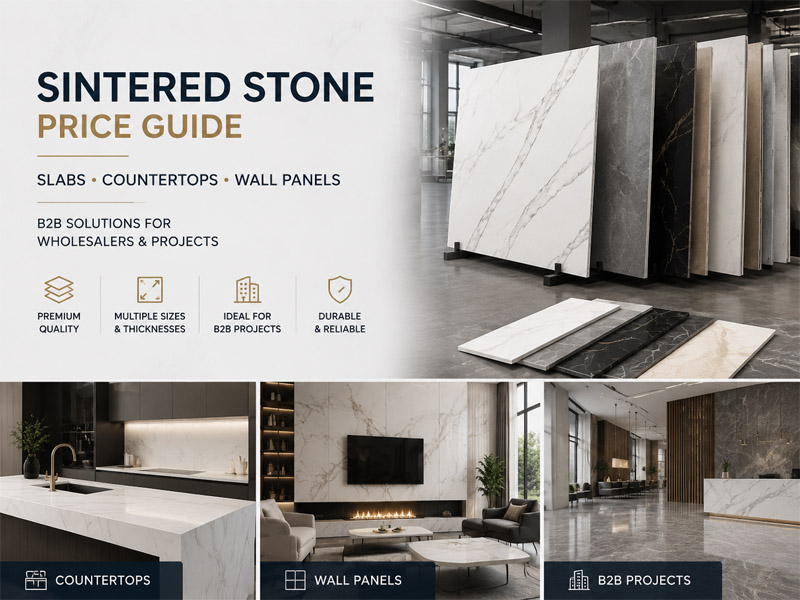 Sintered stone slabs countertop samples and wall panel applications for B2B buyers