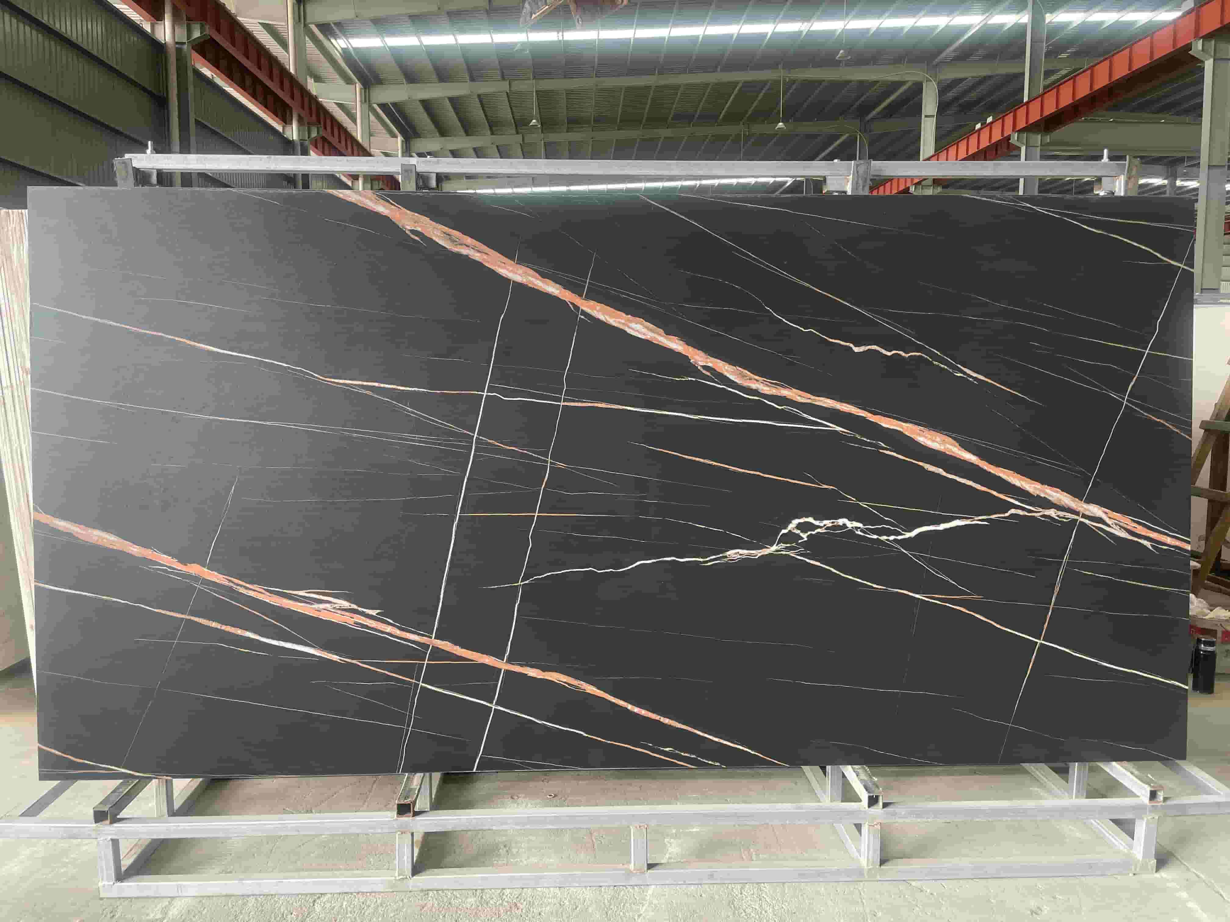 Marquina sintered stone slab for Singapore wall tile and flooring project