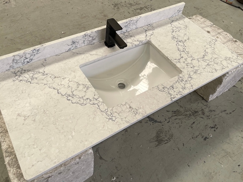 White Marble Look Quartz Vanity
