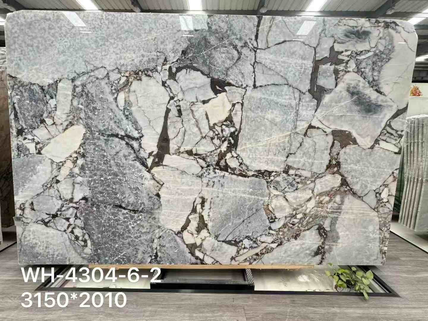 Chinese Viola marble slab with smoky grey clasts