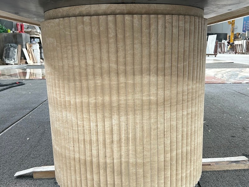 Rounded Travertine Dining Table