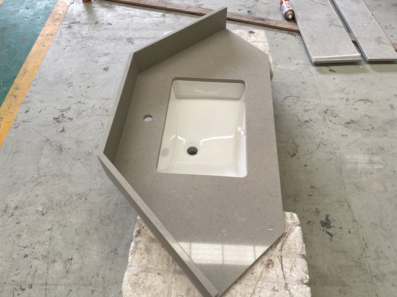 Custom Grey Quartz Angled Vanity Tops