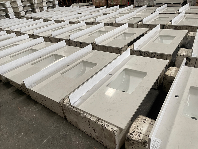 Ariston White Engineered Marble Vanity Top with Sink