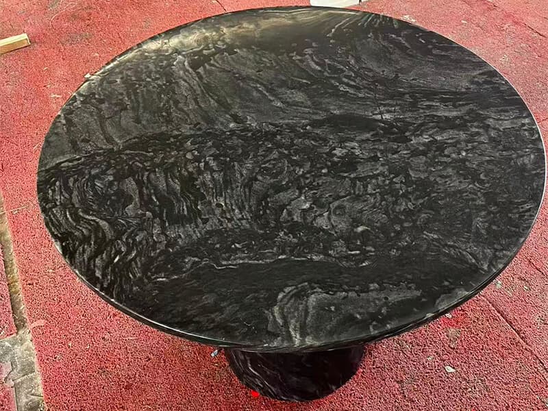 Briliant Black Marble Honed Round Dining Table