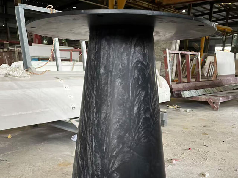 Briliant Black Marble Honed Round Dining Table