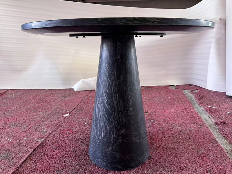 Briliant Black Marble Honed Round Dining Table