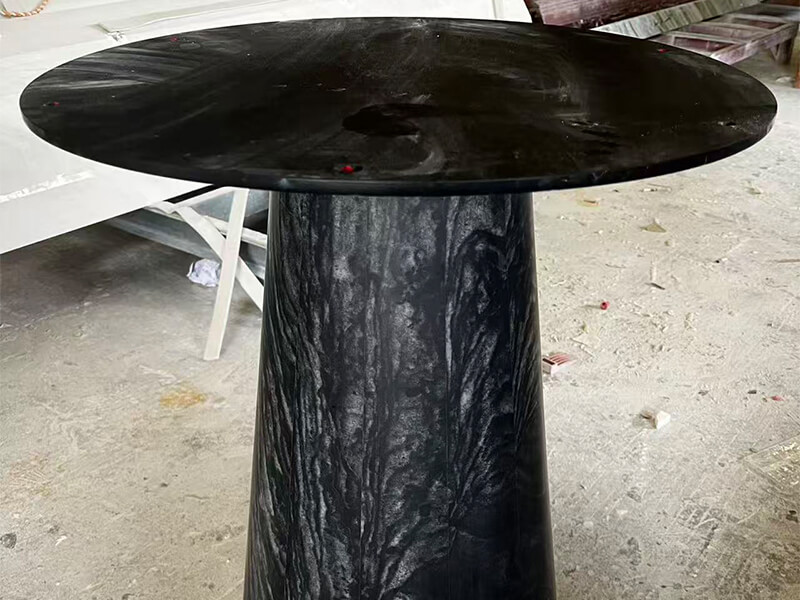 Briliant Black Marble Honed Round Dining Table