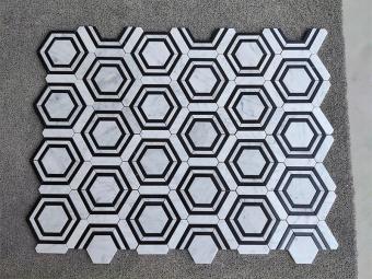 white+black marble Hexagon mosaic