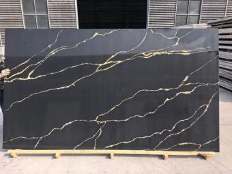 Calacatta Black Golden Quartz Slab supplier