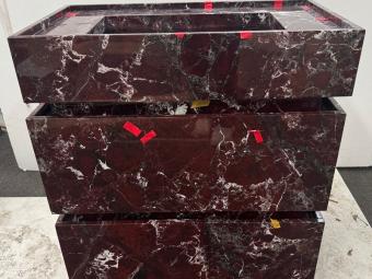 Rosso Levanto Marble Sink, Integrated Marble Vanity, Red Marble Washbasin, Luxury Stone Bathroom Furniture