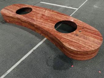 Azarshahr Red Travertine Curved Vanity Sink