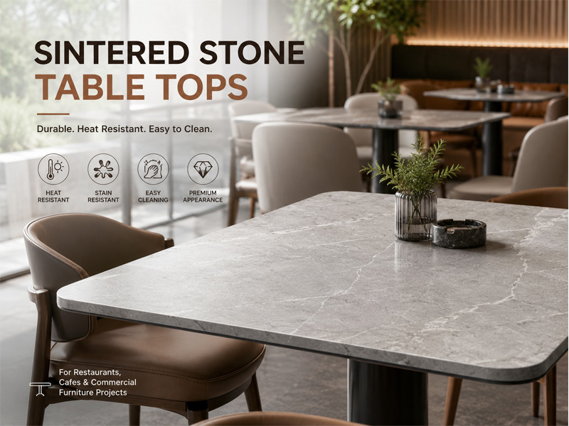 Top meja batu sinter untuk restoran, kafe, dan proyek furnitur komersial